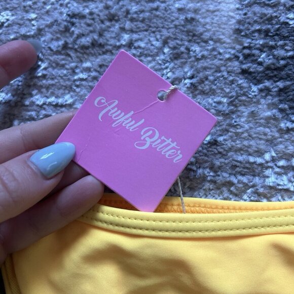 Awful Bitter Womens Large L Classic Bikini Bottom Thong Yellow Summer Beach - Picture 2 of 5